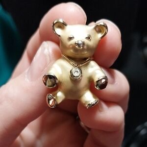 2/40$ Gold Teddy Bear Brooch with Gem Accents